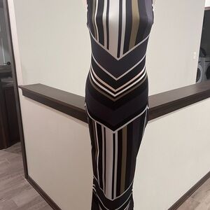 SHEIN Black and White Geometric Maxi Dress